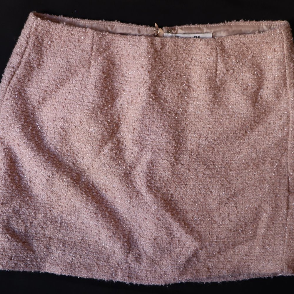 Tweed Style Light Pink With Sparkle Mini Skirt Back Zipper Size S
